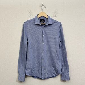 SCOTCH & SODA Button Up Shirt Blue Houndstooth Slim Fit Cotton Preppy